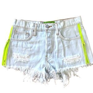 SANDRINE ROSE FREE PEOPLE Blue Side Zip Distressed Shorts Size 2 | 25 NWT